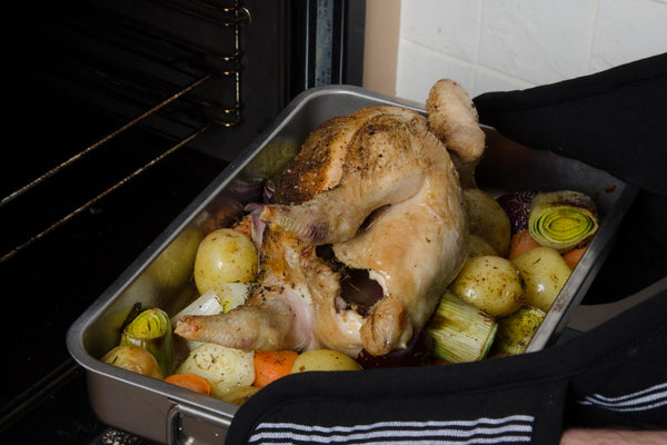 Roast Chicken Upside Down - Rotisserie style chicken at home